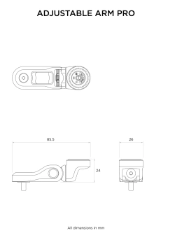 Regulowane ramię Quad Lock do uchwytu motocyklowego PRO