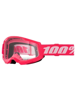 Gogle motocyklowe dziecięce 100% Strata 2 z przezroczystą szybką różowe