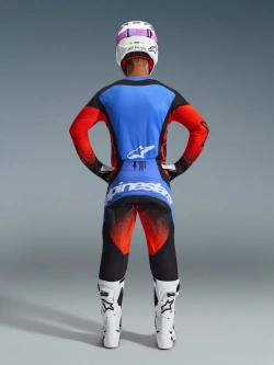 Spodnie cross Alpinestars MX Techstar Knif pomarańczowo-czarno-niebieskie