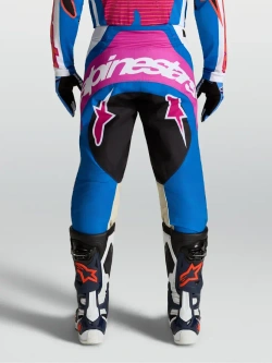 Spodnie cross Alpinestars MX Techstar Maven biało-niebiesko-różowe