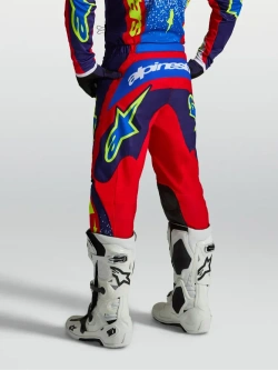 Spodnie cross Alpinestars MX Fluid Drag niebiesko-czerwono-żółte