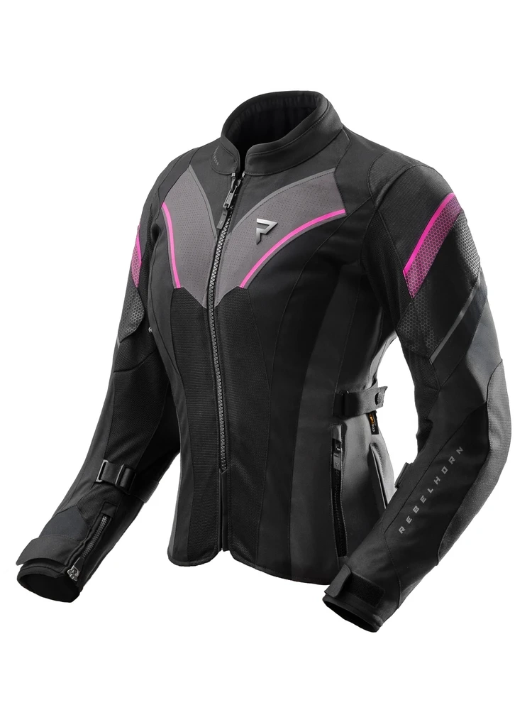 Kurtka motocyklowa damska tekstylna Rebelhorn Hiflow V czarno-szaro-różowa