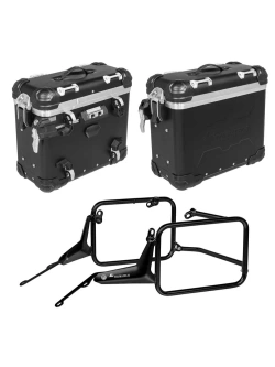 Zestaw: kufry boczne z anodowanego aluminium czarne "And-Black" Zega Evo + stelaże czarne Touratech BMW R 1300 GS Adventure (24-) [31+31l]