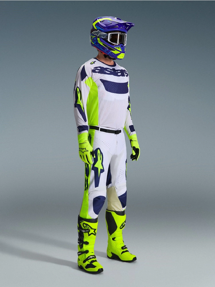Spodnie cross Alpinestars MX Racer Air Riway szaro-niebieskie-fluo