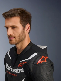 Kombinezon motocyklowy skórzany dwuczęściowy Alpinestars GP Force V2 czarno-biało-czerowny