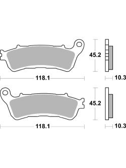 Klocki hamulcowe Brembo SP Honda GL 1800 Goldwing (01-) [na tył, kpl. na 1 tarczę, 45,2 x 118,1 mm]
