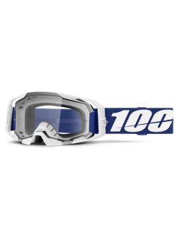 Gogle motocyklowe 100% ARmatic z przeźroczystą szybką biało-niebieskie