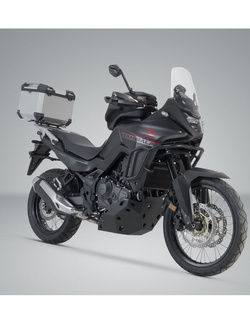 Zestaw: kufer centralny srebrny TRAX ADV + stelaż Adventure-rack SW-Motech Honda XL750 Transalp (22-) [pojemność: 38 L]