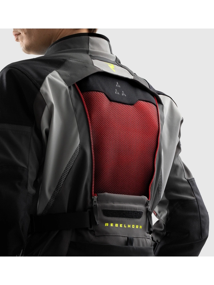 Kurtka motocyklowa tekstylna Rebelhorn Hardy 3.0 czarno-szaro-czerwona