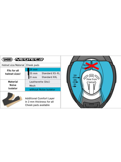 Wkładki policzkowe typ Q Shoei do kasku Neotec 3 (rozm. 39mm)