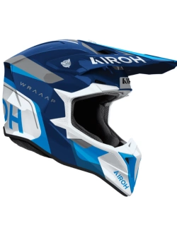 Kask enduro Airoh Wraaap Conquer biało-niebiesko-szary połysk