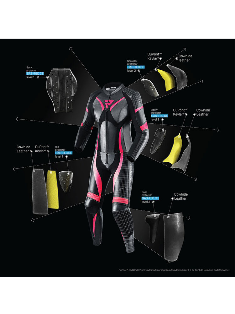 Spodnie motocyklowe damskie skórzane Rebelhorn Rebel czarno-fluo czerwono-białe