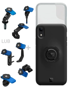 Zestaw na motocykl: etui na telefon iPhone XR + wodoodporny pokrowiec + mocowanie Quad Lock 