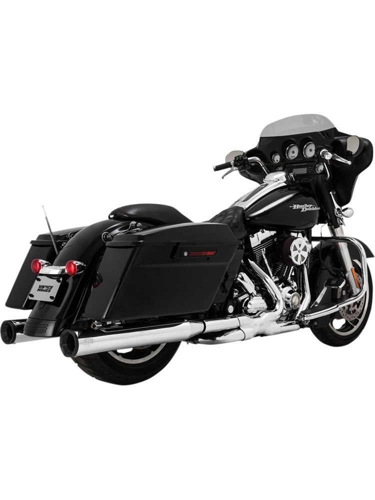 Tłumiki (Slip-On) Vance & Hines Eliminator 400 chrom, czarne końcówki do Harley Davidson FLHT/FLHTK/FLHX/FLTRX/FLTRU/FLTRK/FLHR (rocznik 99-16)