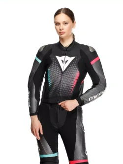 Kombinezon motocyklowy dwuczęściowy damski Dainese Fulminea szaro-czarno-biały