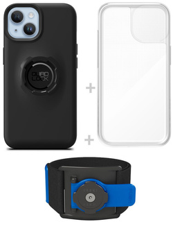 Zestaw do biegania: etui na telefon iPhone 14, wodoodporny pokrowiec oraz opaska sportowa Quad Lock