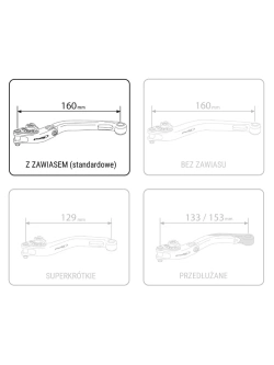 Zestaw regulowanych dźwigni Puig standardowych z zawiasem, czarnych Yamaha (wybrane modele)