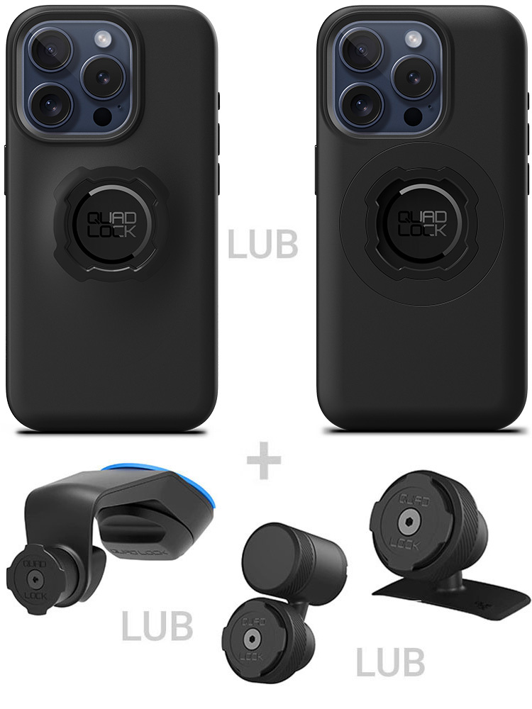 Zestaw do samochodu: etui na telefon iPhone 15 Pro + mocowanie Quad Lock