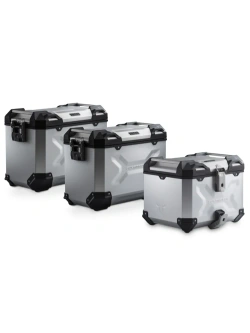 Zestaw: kufry boczne + kufer centralny TRAX ADV + stelaże SW-Motech CF Moto 800 MT-X (24-) srebrne