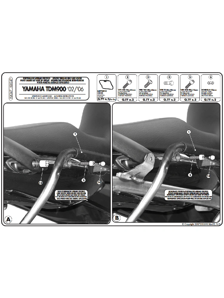 Stelaż kufrów bocznych Monokey Side Kappa Yamaha TDM 900 (02-14)