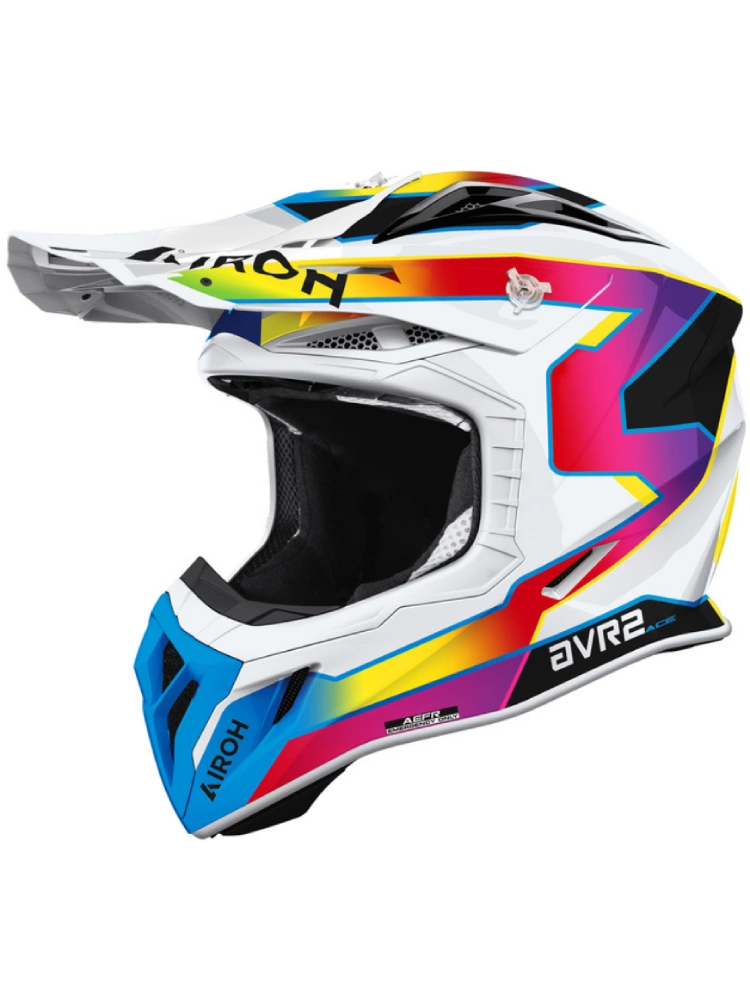 Kask enduro Airoh Aviator Ace 2 Sunrise biało-niebiesko-czerwony połysk