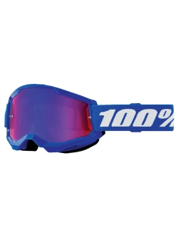 Gogle motocyklowe z szybą lustrzaną dziecięce 100% Strata 2 niebieskie