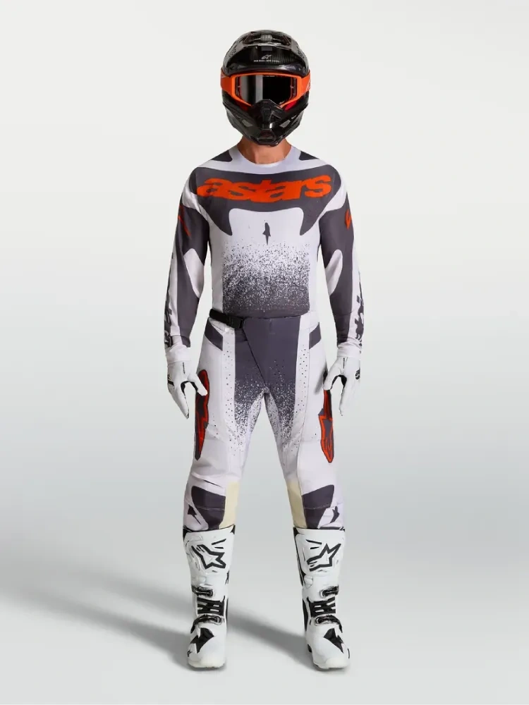 Spodnie cross Alpinestars MX Techstar Swan biało-szaro-czerwone