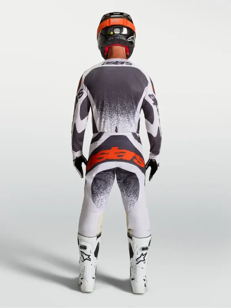 Spodnie cross Alpinestars MX Techstar Swan biało-szaro-czerwone