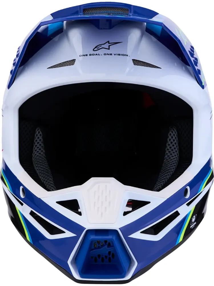 Kask enduro dziecięcy Alpinestars SM3 Falcon biało-niebiesko-czarny połysk