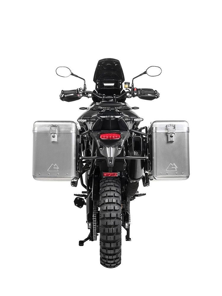 Zestaw: kufry boczne srebrne Zega Mundo + stelaże czarne Touratech Triumph Tiger 900 Rally / Pro / GT / GT Pro (19-) (38+45L)