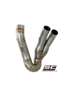 Tłumik SC-Project, CR-T Titanium (Slip On) z rurą łączącą 2-1 do likwidacji zaworu - Ducati Hypermotard 821 [13-16]