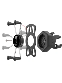 Uchwyt na telefon RAM X-Grip duży z adapterem tłumiącym wibracje i klamrą zaciskową Tough-Claw