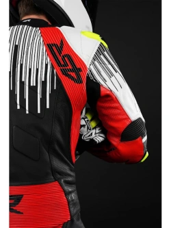 Kombinezon motocyklowy dwuczęściowy 4SR RR Stripes AR czarno-biało-czerwony
