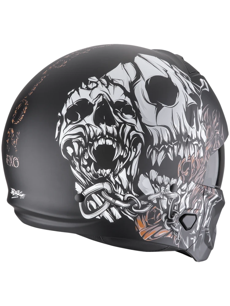 Kask modułowy Scorpion Exo-Combat II Genesis czarno-biało-złoty matowy