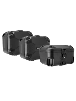 Zestaw: kufry boczne DUSC L + kufer centralny DUSC L + stelaże PRO + stelaż Street-Rack SW-Motech Suzuki DL650 V-Strom (16-25)  [poj.: 3 x 41l]
