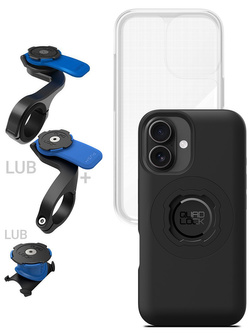 Zestaw rowerowy: etui MAG na telefon iPhone 16 (magnetyczne), wodoodporny pokrowiec MAG oraz mocowanie Quad Lock