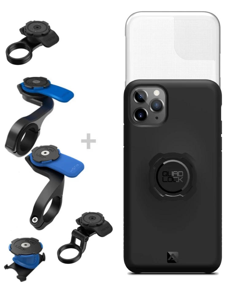 Zestaw rowerowy: etui na telefon iPhone 11 PRO MAX + pokrowiec przeciwdeszczowy + mocowanie Quad Lock