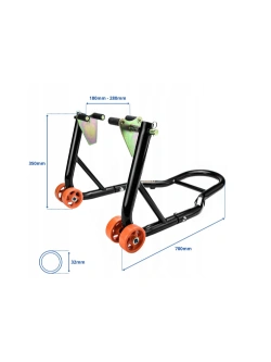 Stojak/ podnośnik motocyklowy Biketec VD0016 pod wahacz, czarny [typ-L; przód i tył]