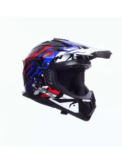 Kask enduro LS2 MX708 Fast II Grotesk biało-niebiesko-czerwony