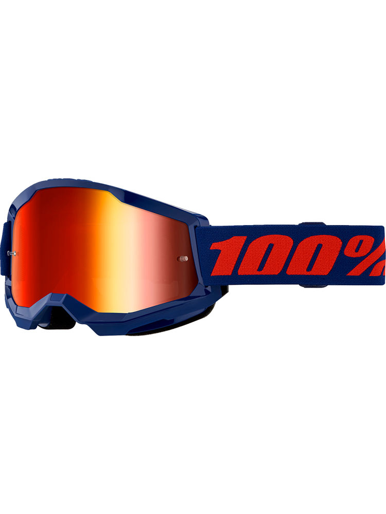 Gogle motocyklowe 100% Strata 2 Navy z szybką lustrzaną niebiesko-czerwone