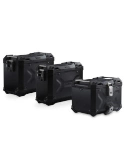 Zestaw: kufry boczne 37/45 + kufer centralny + stelaże TRAX ADV SW-Motech Moto Guzzi V85 TT (24-) czarne