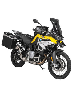 Zestaw: kufry boczne z anodowanego aluminium czarne "And-Black" Zega Evo + stelaże srebrne Touratech BMW F850GS/ ADV/ F750GS/ F900GS ADV/ F800GS (24-) (31+38L)