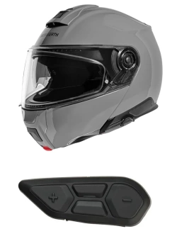 Zestaw: kask szczękowy Schuberth C5 Concrete szary + dedykowany interkom motocyklowy