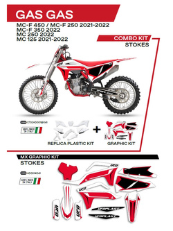 Komplet plastików i naklejek UFO Stokes do Gas-Gas MC 125 (21-), MC 250 (22-), MCF 250/350/450(21-) biały