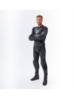 Kurtka motocyklowa skórzana Rebelhorn Veloce czarno-szaro-czerwona