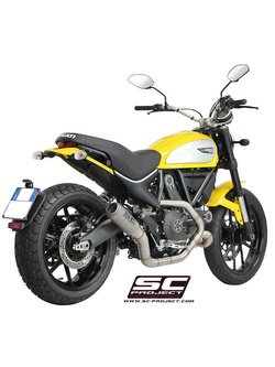 Pełny układ wydechowy SC-Project 2-1, CR-T Titanium / Carbon (Slip-on) - Ducati Scrambler 800 [15-16]