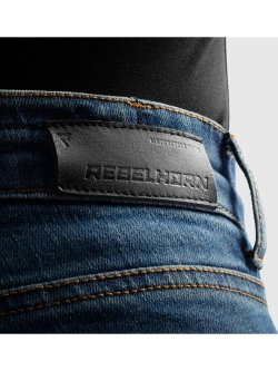 Jeansy motocyklowe damskie Rebelhorn Classic Mono niebieskie