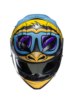 Kask integralny HJC F71 Monkey Dj niebiesko-pomarańczowy