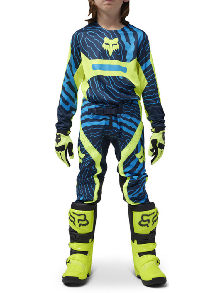 Spodnie cross dziecięce Fox Flexair Impression niebiesko-fluo