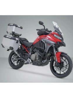 Zestaw: kufry boczne + kufer centralny TRAX ADV + stelaże SW-Motech Ducati Multistrada V4 / S (20-)/ Pikes Peak (21-)/ Rally (23-) srebrne